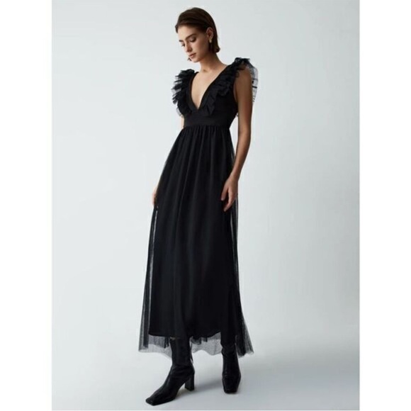 Commense Black Ruffle Maxi Dress - Picture 4 of 8